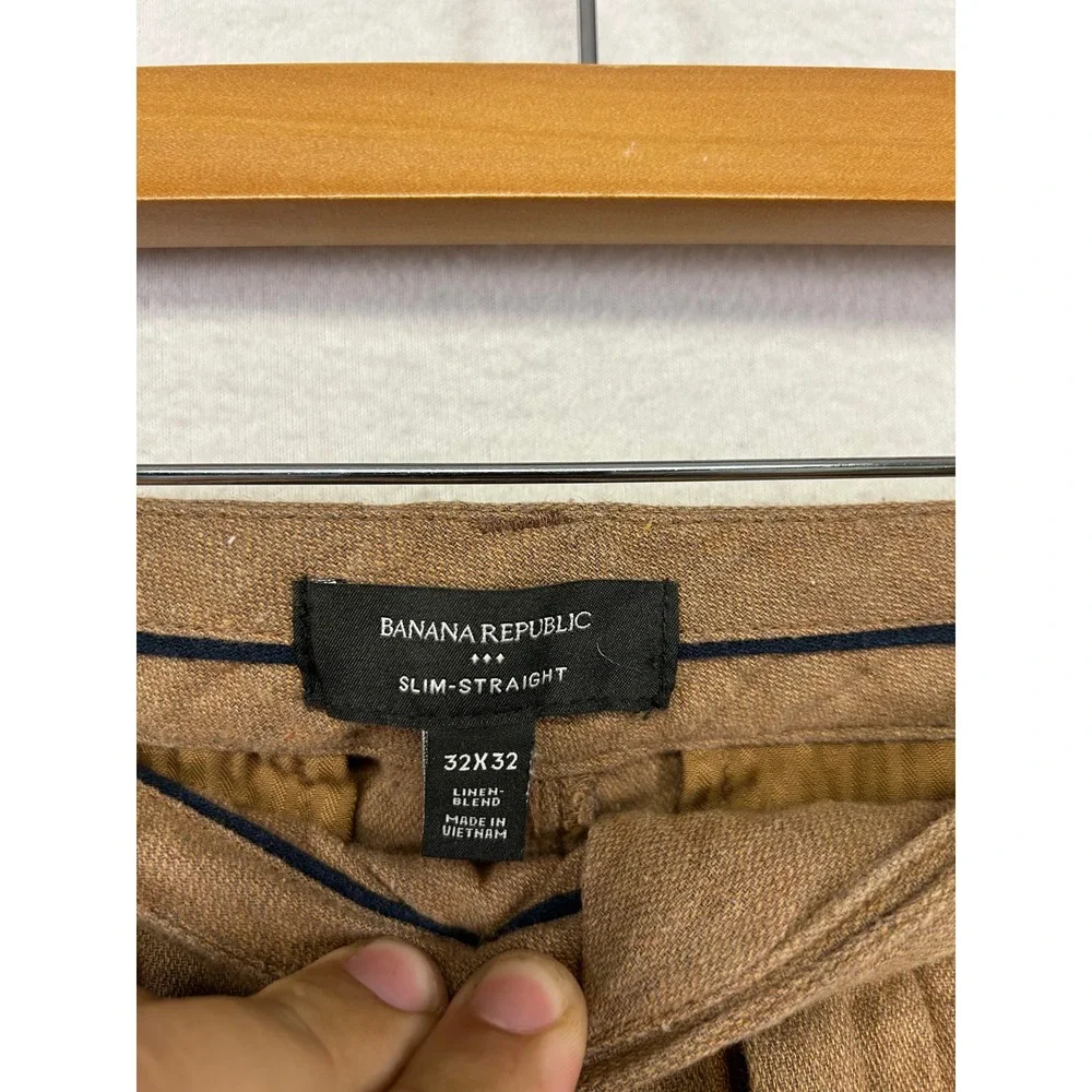 Linen Blend Coastal Banana Republic Mens 32x32 Brown Slim-Straight Chino Pants